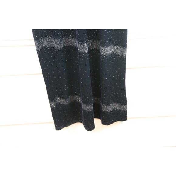 Vintage 90s Y2K Navy Blue Velour Glitter Maxi Dress Whimsigoth Fairy Grunge 14 - Picture 4 of 11